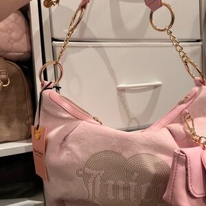 Juicy Couture Pink Shoulder Bag with Gold Details